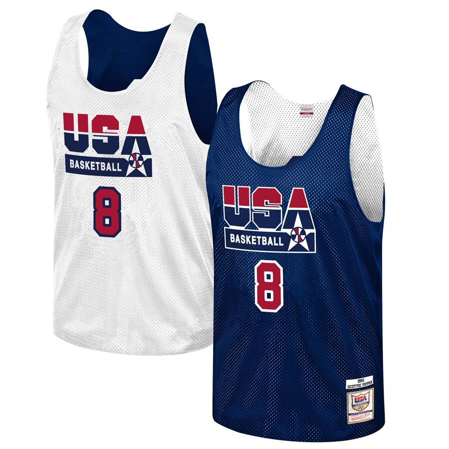 Scottie Pippen USA Basketball Mitchell & Ness Training 1992 Dream Team Authentic Reversible Practice Jersey - Navy