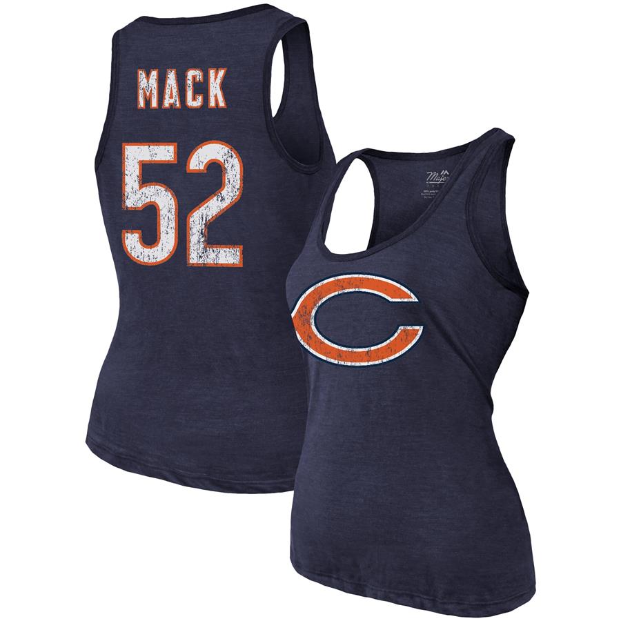 Khalil Mack Chicago Bears Fanatics Branded Women's Name & Number Tri-Blend Tank Top - Heathered Navy