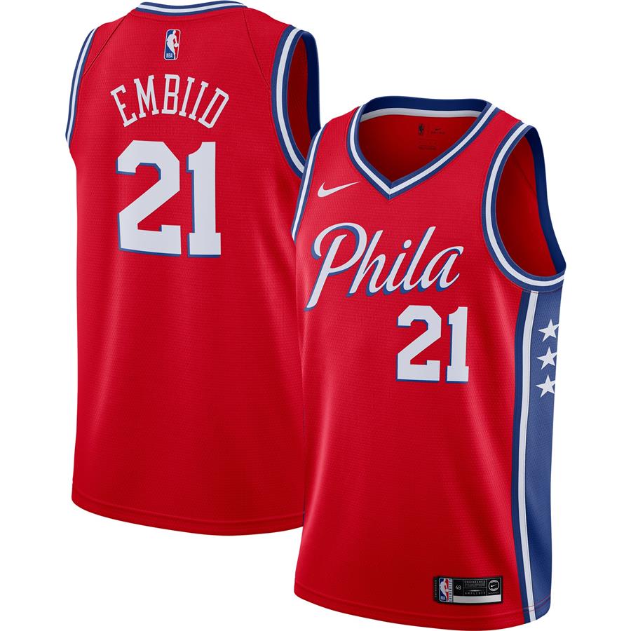 Joel Embiid Philadelphia 76ers Nike Finished Swingman Jersey Red - Statement Edition