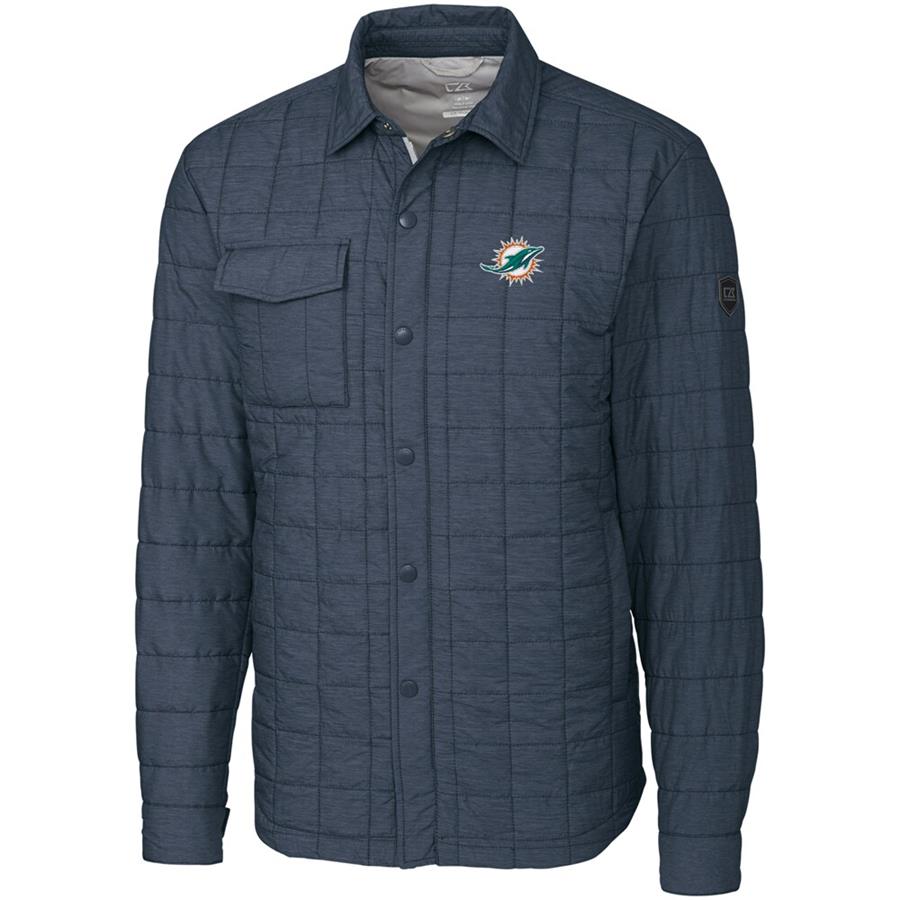 Miami Dolphins Cutter & Buck Rainier Shirt Jacket - Charcoal