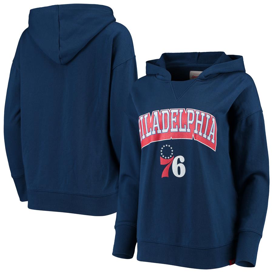 Philadelphia 76ers Sportiqe Women's Xavier French Terry Pullover Hoodie - Navy