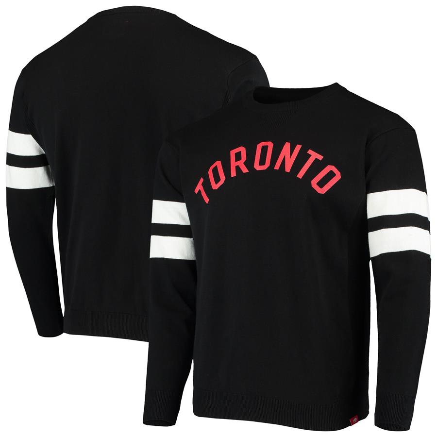 Toronto Raptors Sportiqe State Varsity Stripe Knit Pullover Sweatshirt - Black