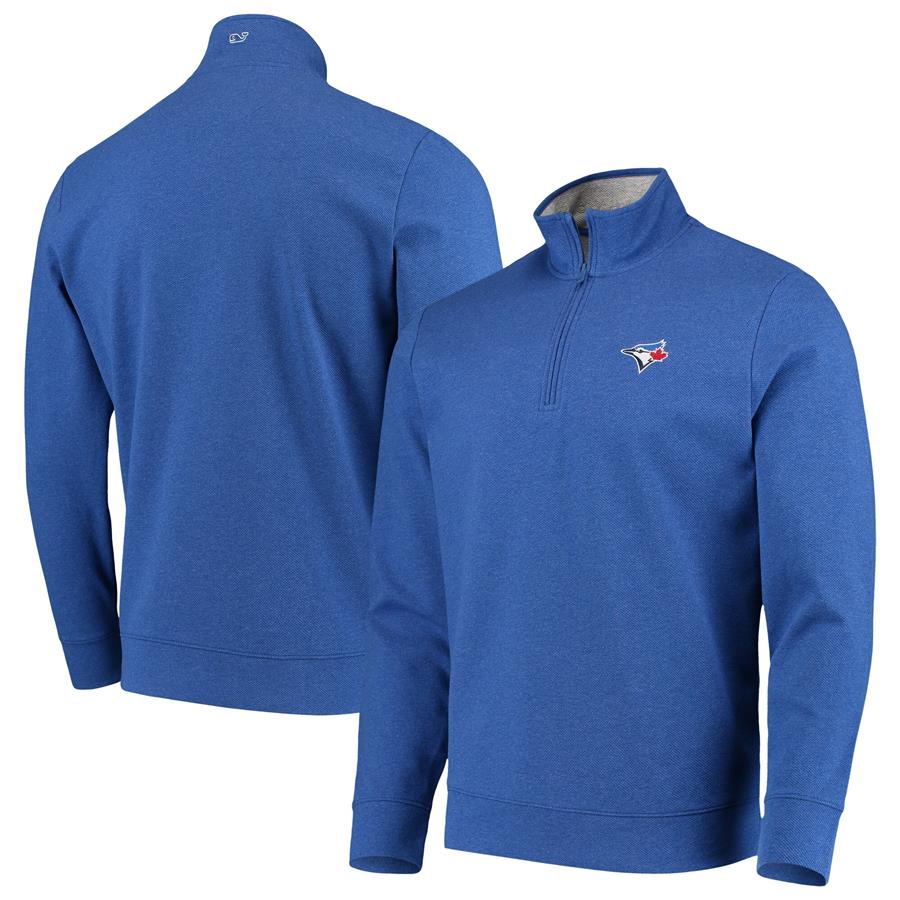 Toronto Blue Jays Vineyard Vines Saltwater Half-Zip Tri-Blend Pullover Jacket - Royal
