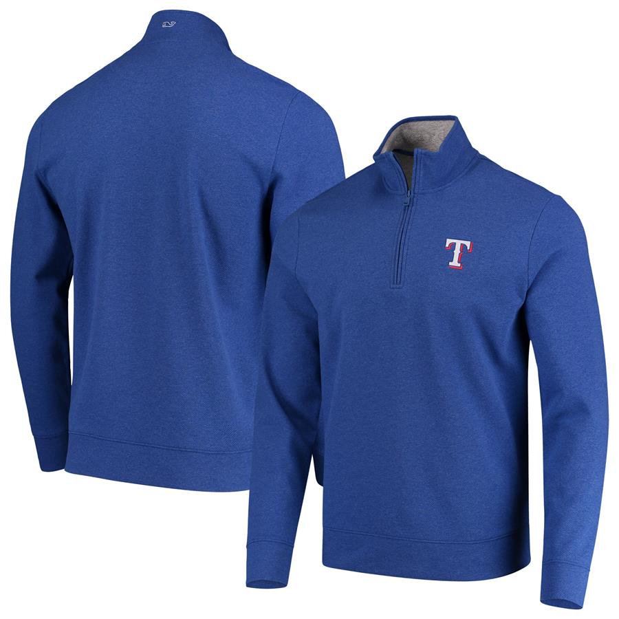 Texas Rangers Vineyard Vines Saltwater Half-Zip Tri-Blend Pullover Jacket - Royal