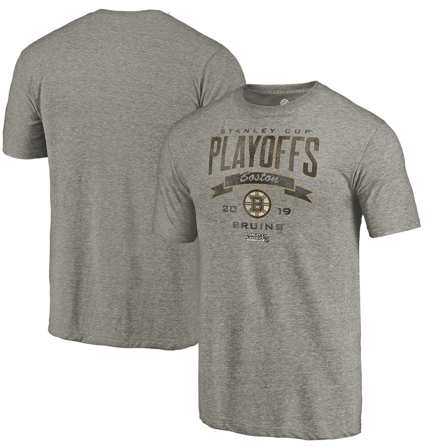 Boston Bruins Fanatics Branded 2019 Stanley Cup Playoffs Bound Buzzer Beater Tri-Blend T-Shirt - Gray