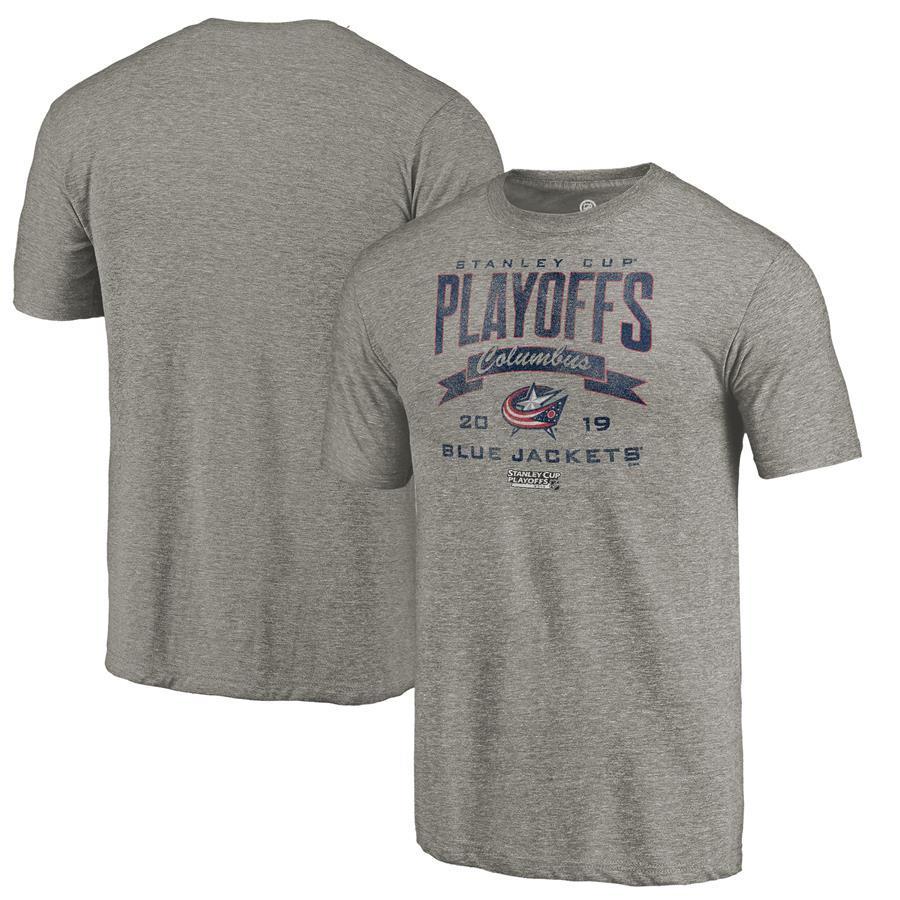 Columbus Blue Jackets Fanatics Branded 2019 Stanley Cup Playoffs Bound Buzzer Beater Tri-Blend T-Shirt - Gray