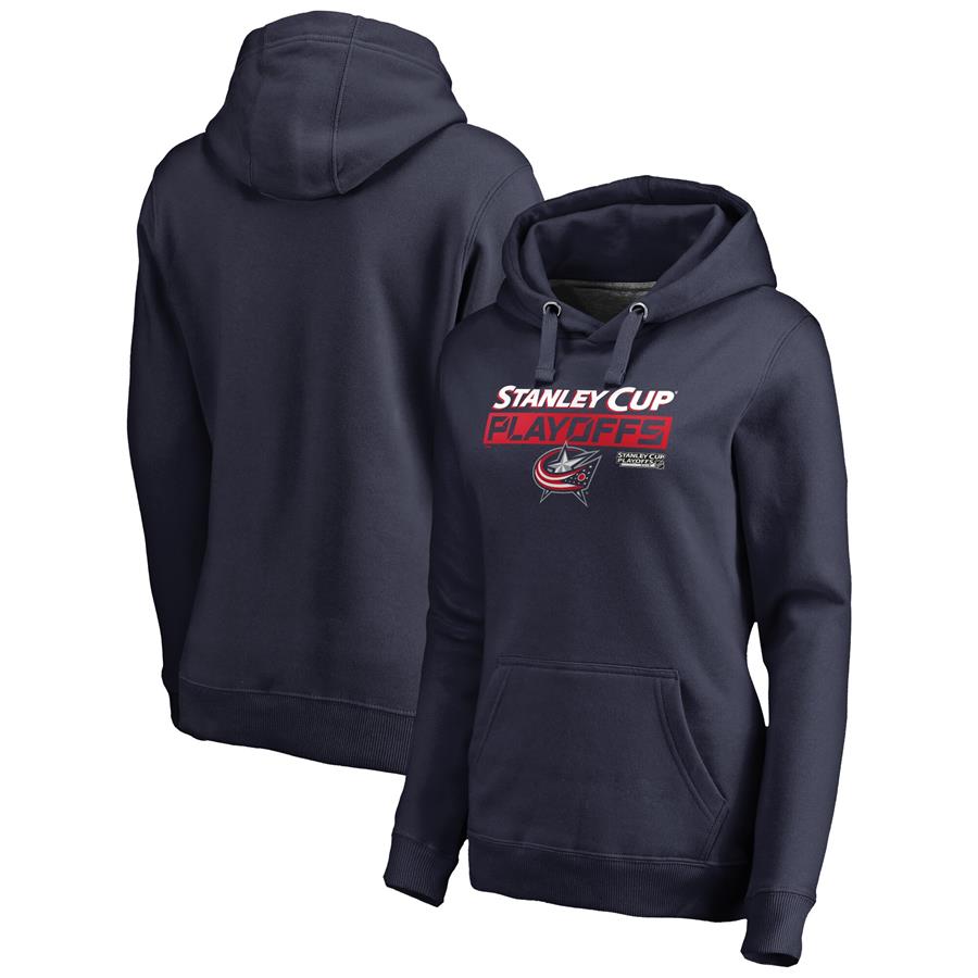 Columbus Blue Jackets Fanatics Branded Women's 2019 Stanley Cup Playoffs Bound Body Checking Pullover Hoodie - Navy