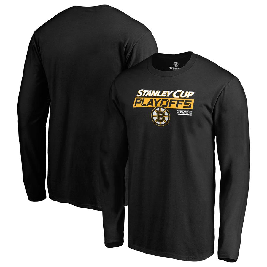 Boston Bruins Fanatics Branded 2019 Stanley Cup Playoffs Bound Body Checking Long Sleeve T-Shirt - Black