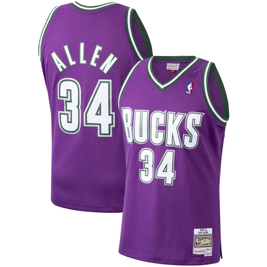 Ray Allen Milwaukee Bucks Mitchell & Ness Hardwood Classics 2000-01 Swingman Jersey - Purple