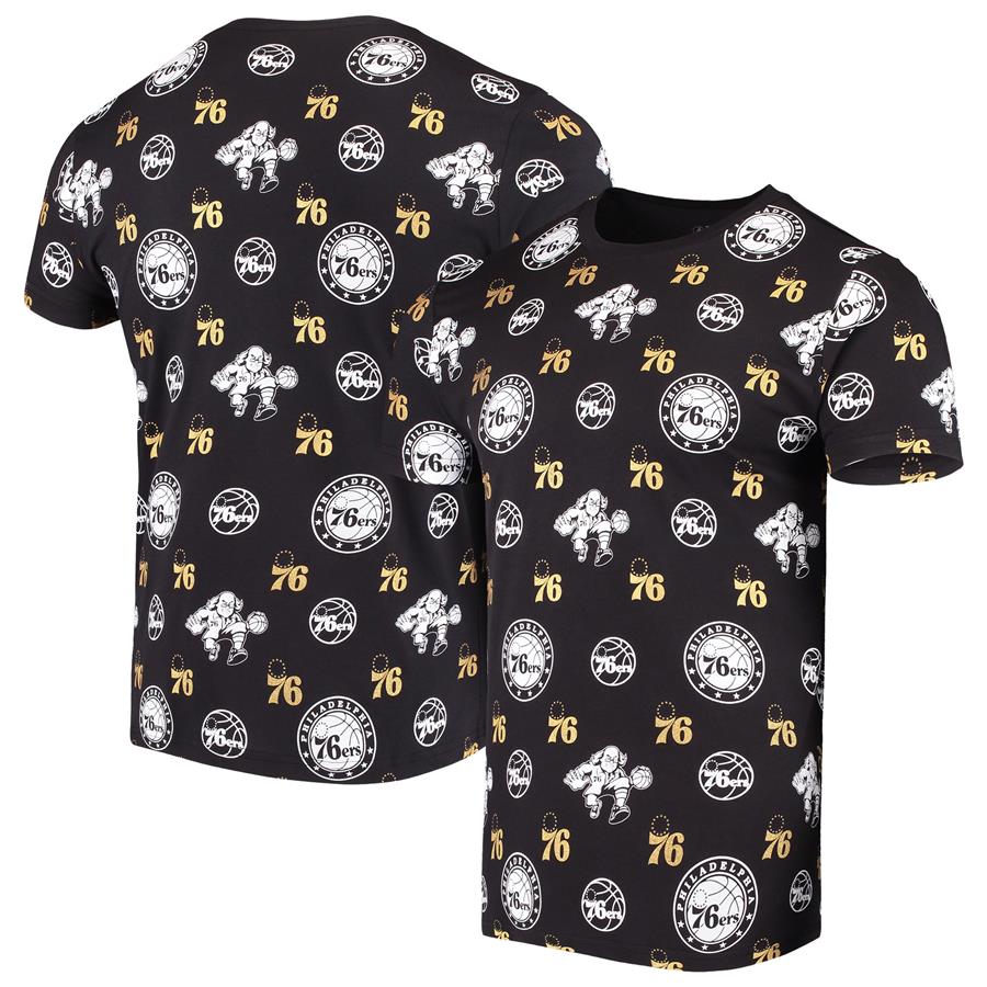 Philadelphia 76ers Allover Print T-Shirt - Black