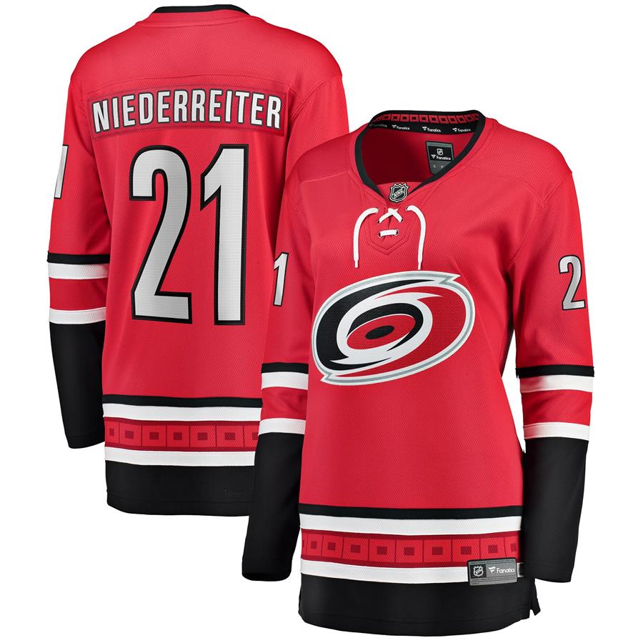 Nino Niederreiter Carolina Hurricanes Fanatics Branded Women's Home Breakaway Player Jersey - Red