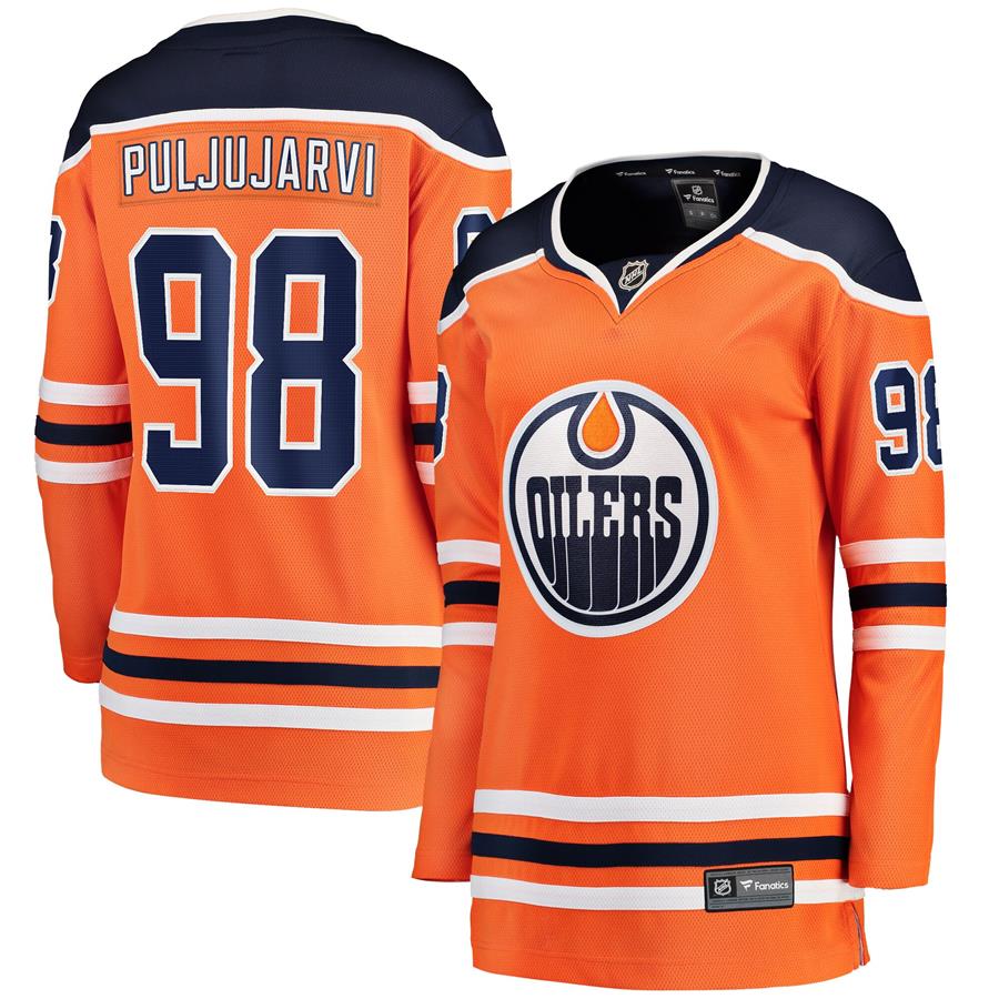 Jesse Puljujarvi Edmonton Oilers Fanatics Branded Women's Home Breakaway Player Jersey - Orange
