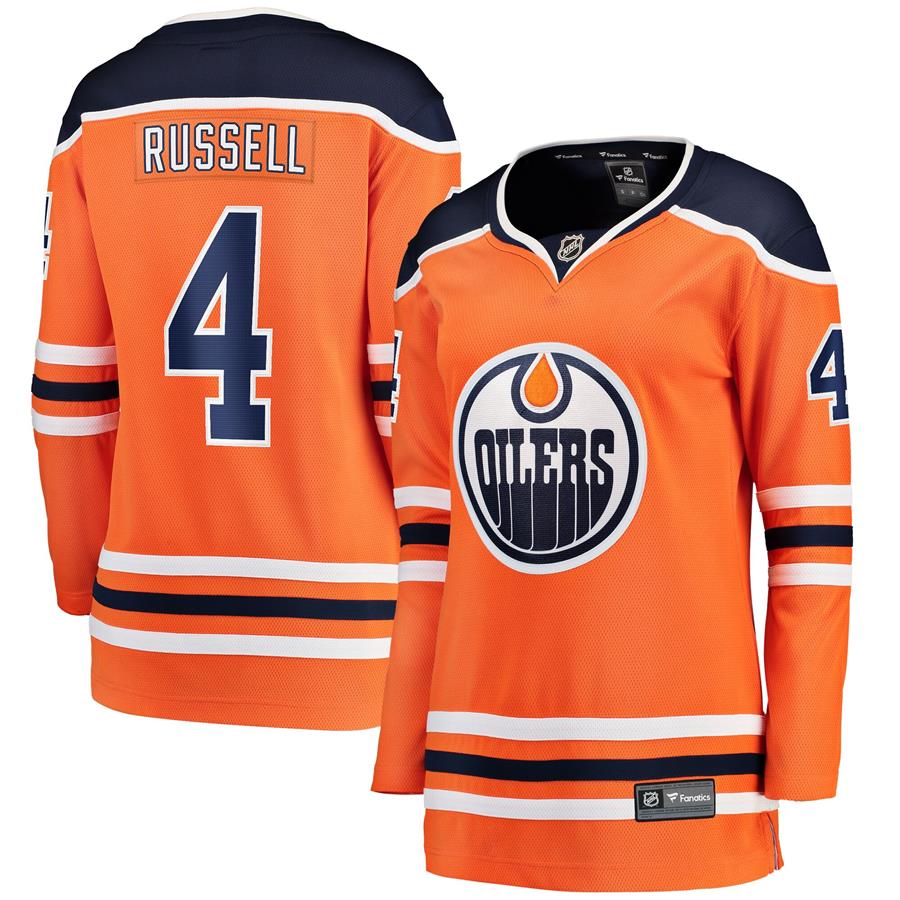 Kris Russell Edmonton Oilers Fanatics Branded Women's Home Breakaway Player Jersey - Orange