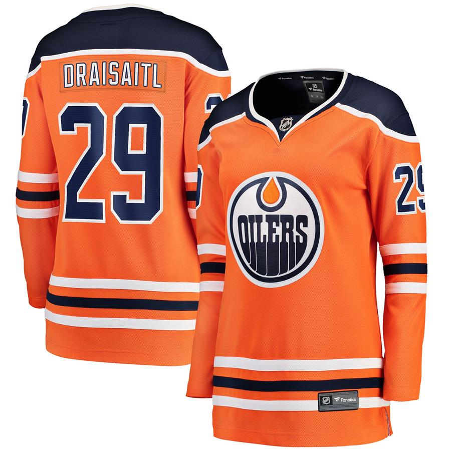 Leon Draisaitl Edmonton Oilers Fanatics Branded Women's Home Breakaway Player Jersey - Orange