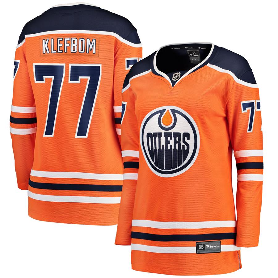 Oscar Klefblom Edmonton Oilers Fanatics Branded Women's Home Breakaway Player Jersey - Orange