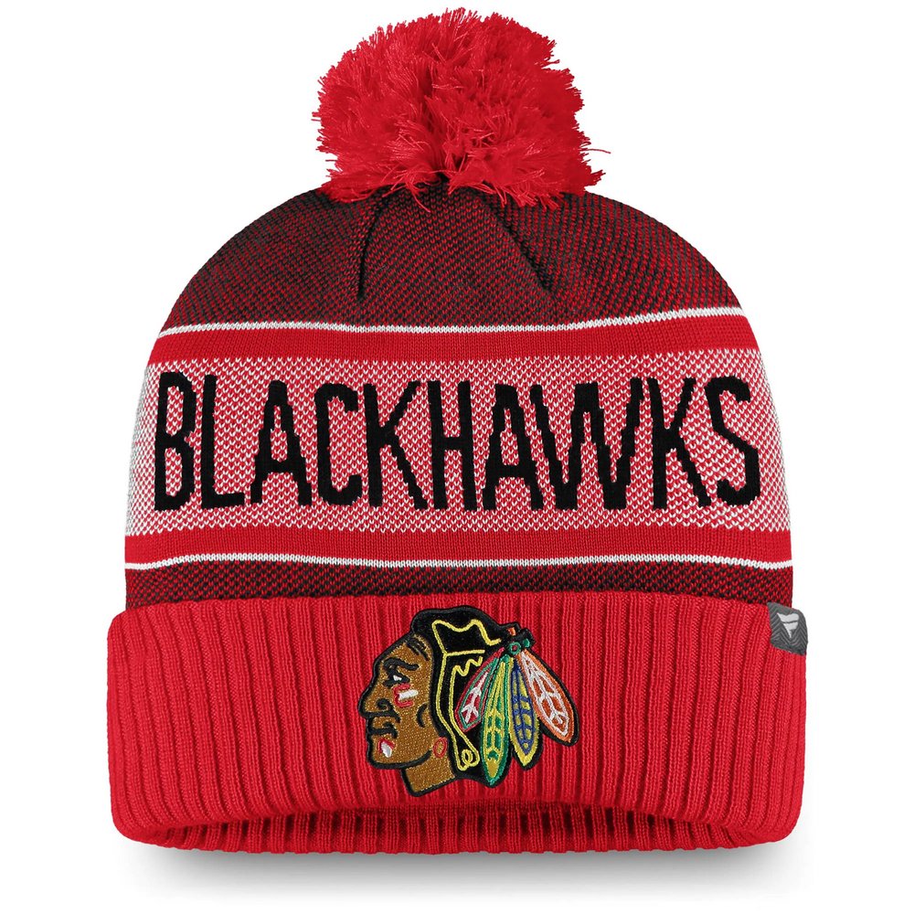 Chicago Blackhawks Fanatics Branded Team Pride Cuffed Knit Hat with Pom - Red