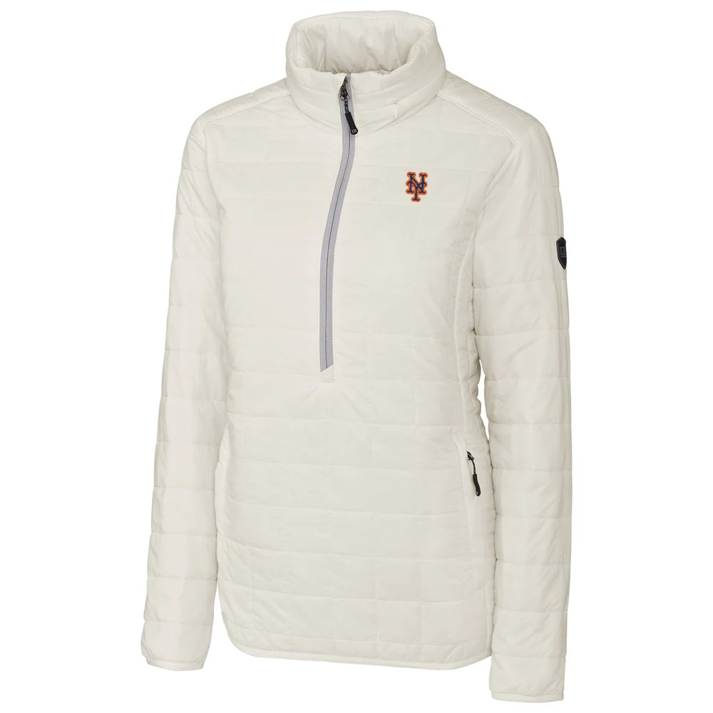 New York Mets Cutter & Buck Women's Rainier Half-Zip Popover Jacket - White