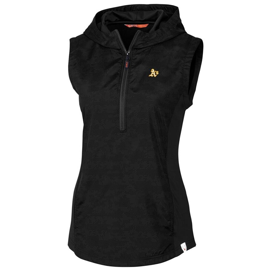 Oakland Athletics Cutter & Buck Women's Swish Printed Sport Half-Zip Vest - Black