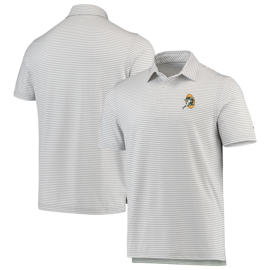 Green Bay Packers Vineyard Vines Winstead Stripe Throwback Polo - Gray
