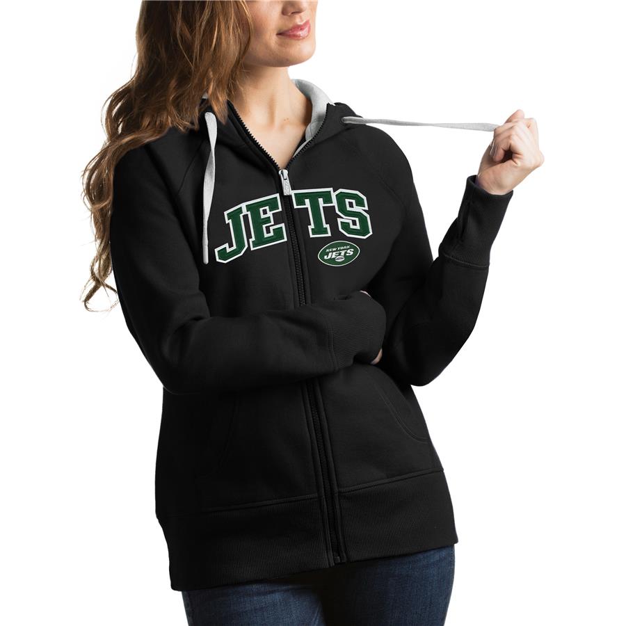 2019 New York Jets Antigua Women's Victory Full-Zip Hoodie - Black