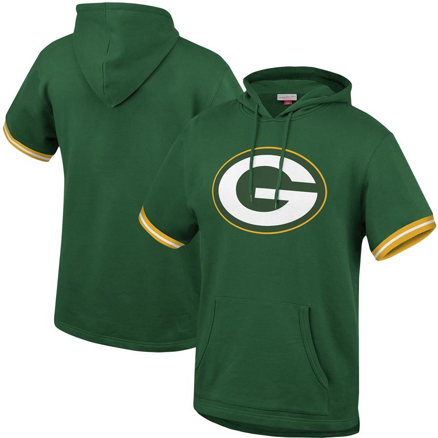 Green Bay Packers Mitchell & Ness French Terry Short Sleeve Hoodie - Green