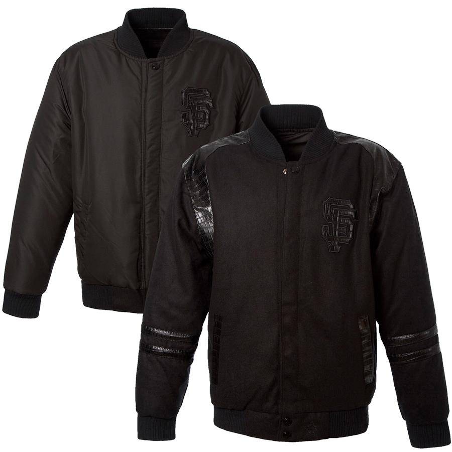 San Francisco Giants JH Design Embroidered Alligator Logo Reversible Wool Full-Snap Jacket - Black
