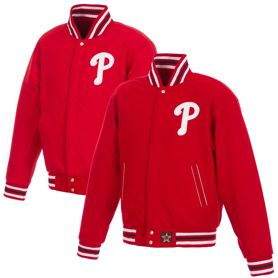 Куртка на кнопках Philadelphia Phillies JH Design Embroidered Logo Reversible Wool (красный)
