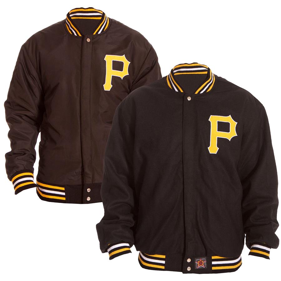 Pittsburgh Pirates JH Design Embroidered Logo Reversible Wool Full-Snap Jacket - Black