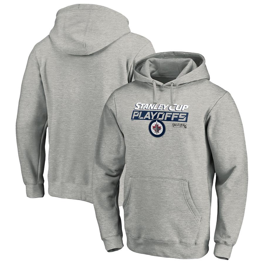 Winnipeg Jets Fanatics Branded 2019 Stanley Cup Playoffs Bound Body Checking Pullover Hoodie - Heather Gray