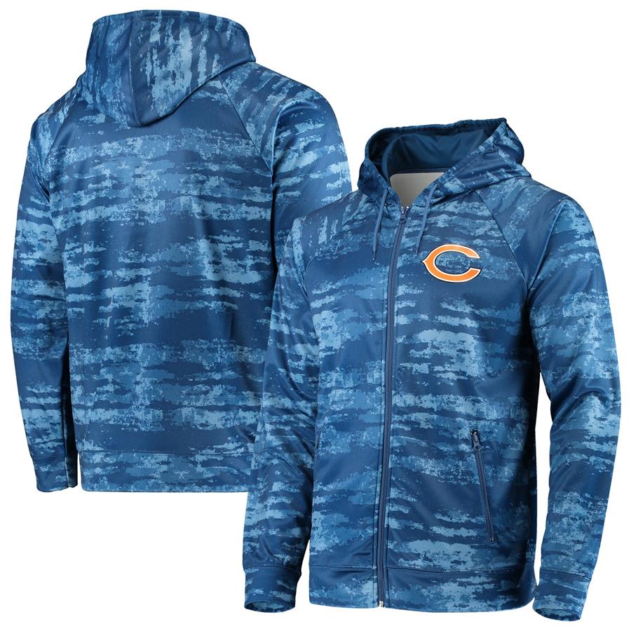 Chicago Bears Zubaz Tonal Oxide Full-Zip Hoodie - Navy