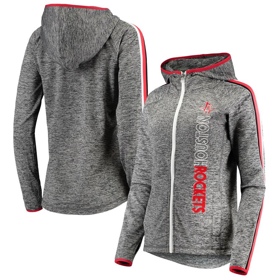 Houston Rockets G-III 4Her by Carl Banks Women's Free Agent Space Dye Raglan Full-Zip Hoodie - Gray