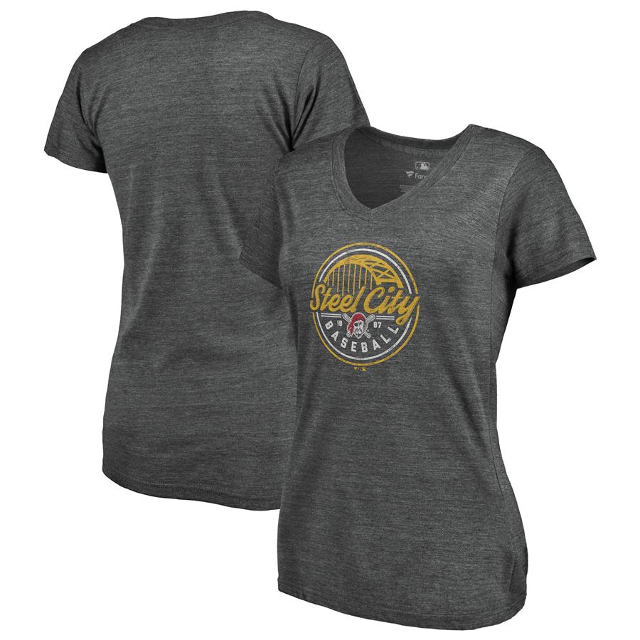 Pittsburgh Pirates Fanatics Branded Women's We're On Top Tri-Blend V-Neck T-Shirt - Black