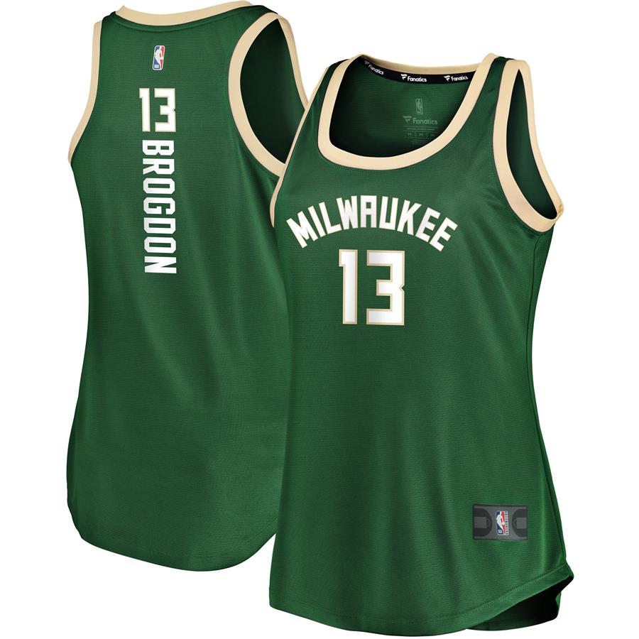 Malcolm Brogdon Milwaukee Bucks Fanatics Branded Women's Fast Break Team Tank Jersey - Icon Edition - Hunter Green