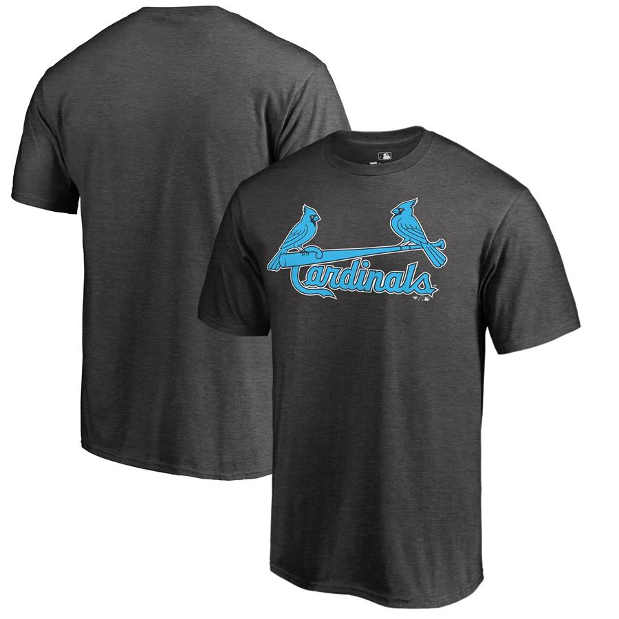 St. Louis Cardinals Fanatics Branded Blue Wordmark T-Shirt - Heathered Charcoal