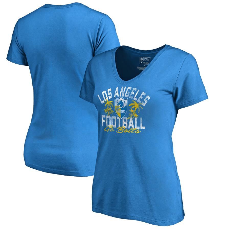 Женская футболка с V-вырезом Los Angeles Chargers NFL Pro Line by Fanatics Branded Hometown Collection LA Football (голубой)