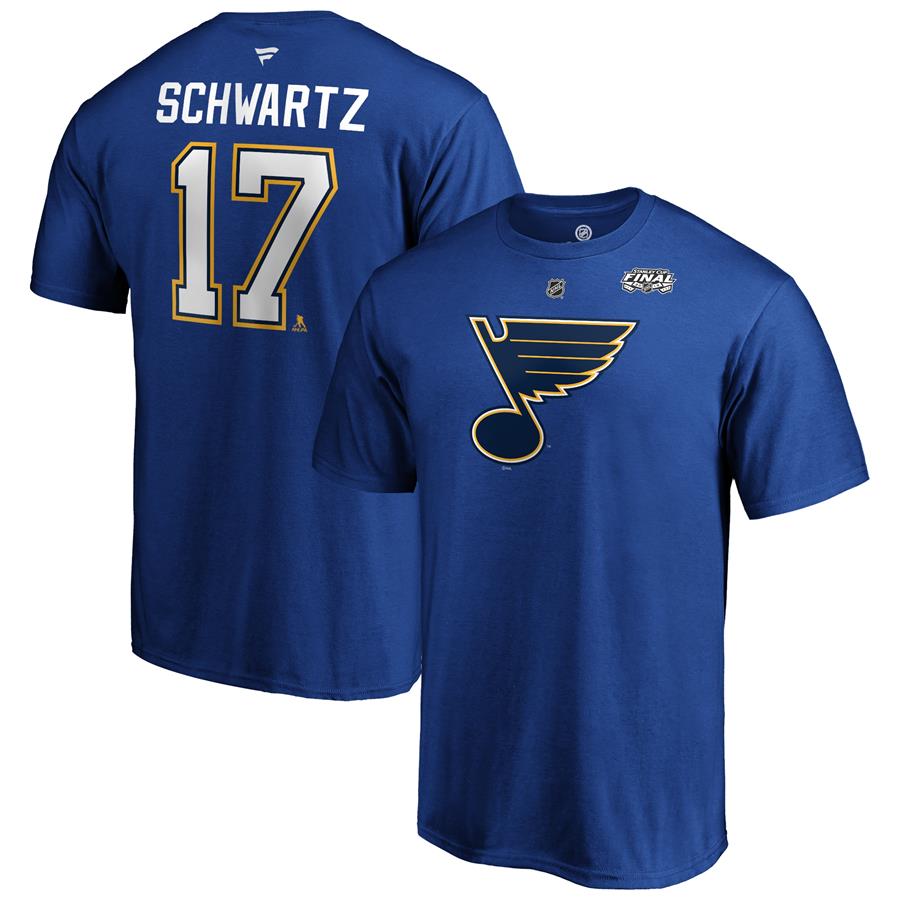 Jaden Schwartz St. Louis Blues Fanatics Branded 2019 Stanley Cup Final Bound Authentic Stack Name & Number T-Shirt - Royal