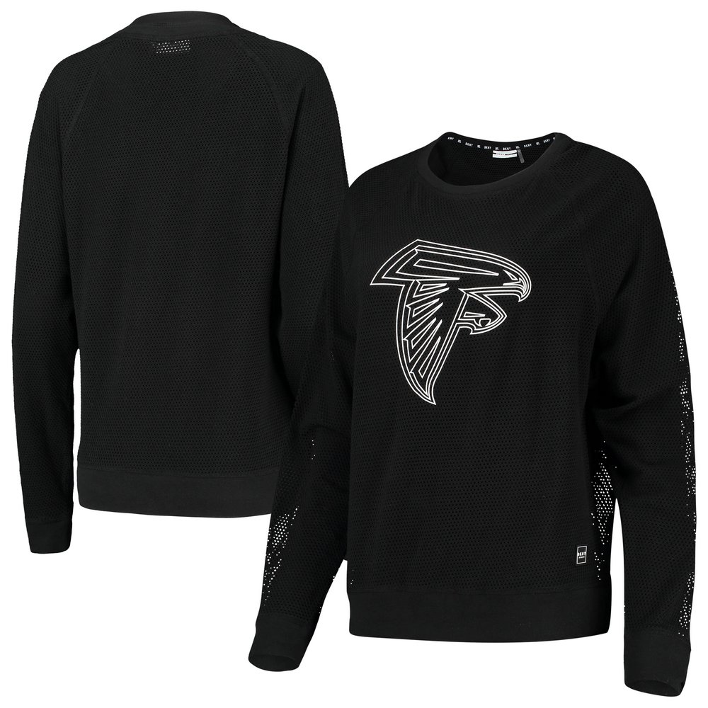 Atlanta Falcons DKNY Sport Women's Lauren Mesh Raglan Long Sleeve T-Shirt - Black
