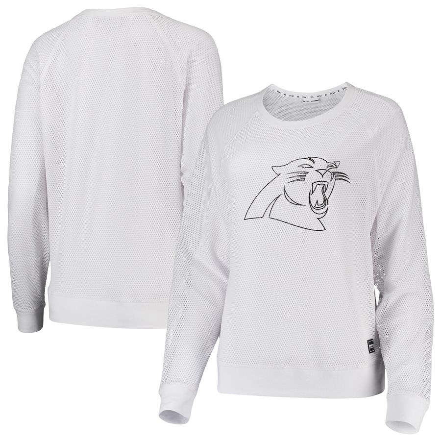 Carolina Panthers DKNY Sport Women's Lauren Mesh Raglan Long Sleeve T-Shirt - White