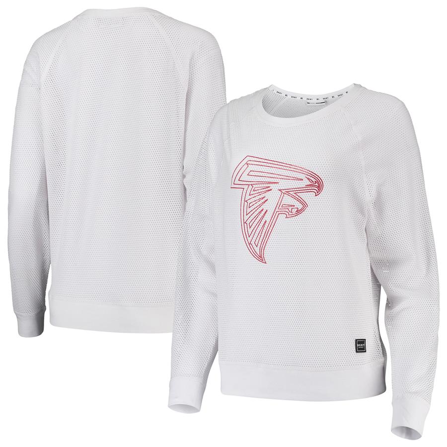 Atlanta Falcons DKNY Sport Women's Lauren Mesh Raglan Long Sleeve T-Shirt - White
