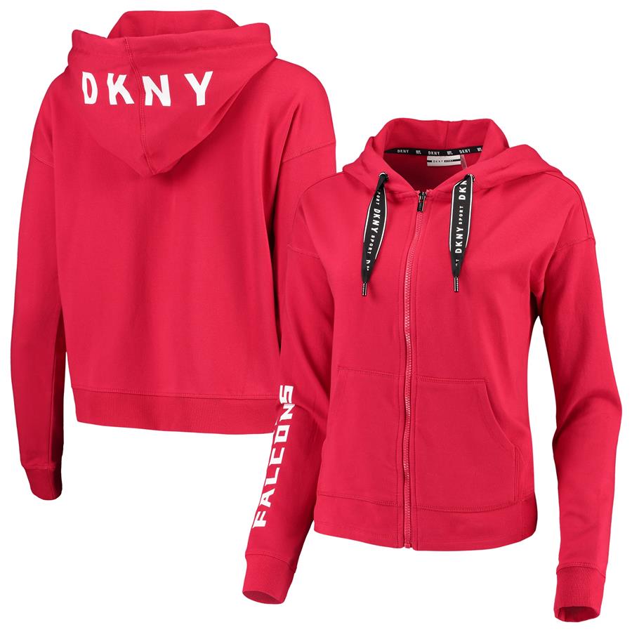 Atlanta Falcons DKNY Sport Women's Zoey Crop Full-Zip Hoodie - Red