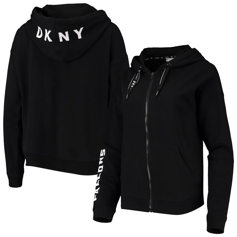 Atlanta Falcons DKNY Sport Women's Zoey Crop Full-Zip Hoodie - Black