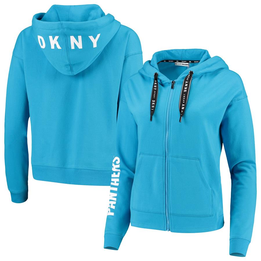 Carolina Panthers DKNY Sport Women's Zoey Crop Full-Zip Hoodie - Blue
