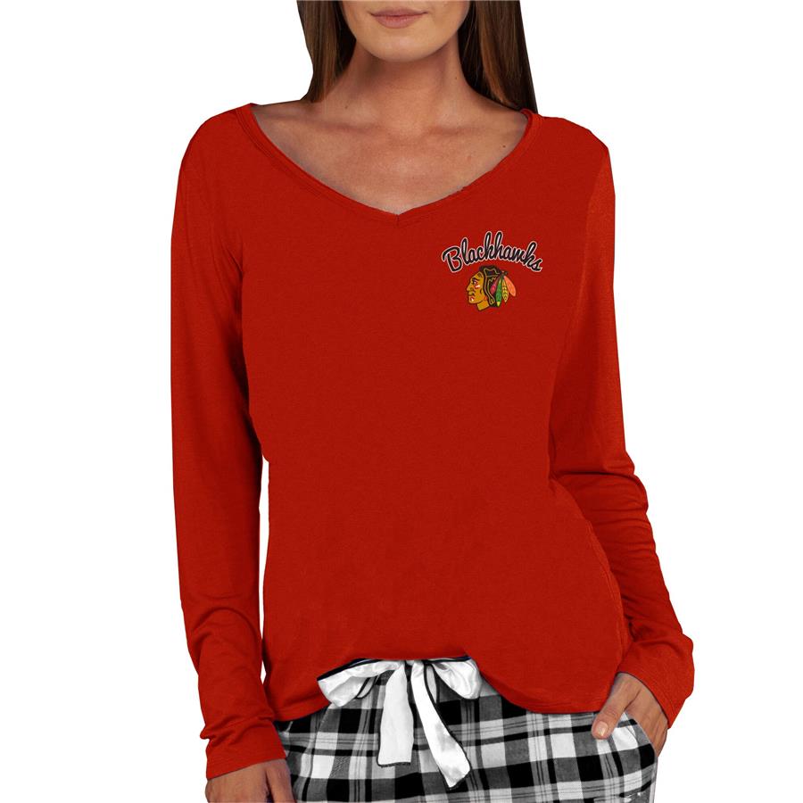 Chicago Blackhawks Concepts Sport Women's Marathon Knit Long Sleeve V-Neck T-Shirt - Red
