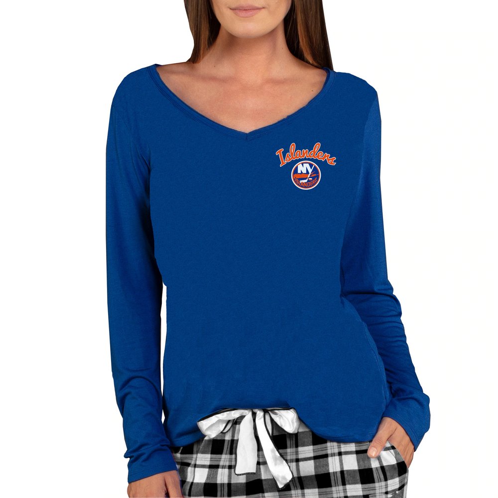 New York Islanders Concepts Sport Women's Marathon Knit Long Sleeve V-Neck T-Shirt - Royal