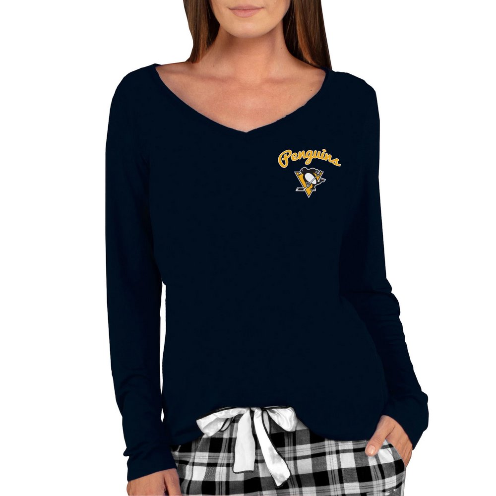 Женский лонгслив с V-вырезом Pittsburgh Penguins Concepts Sport Marathon Knit (чёрный)