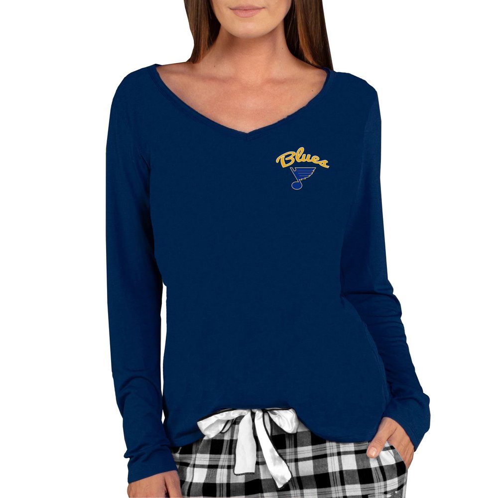 St. Louis Blues Concepts Sport Women's Marathon Knit Long Sleeve V-Neck T-Shirt - Navy