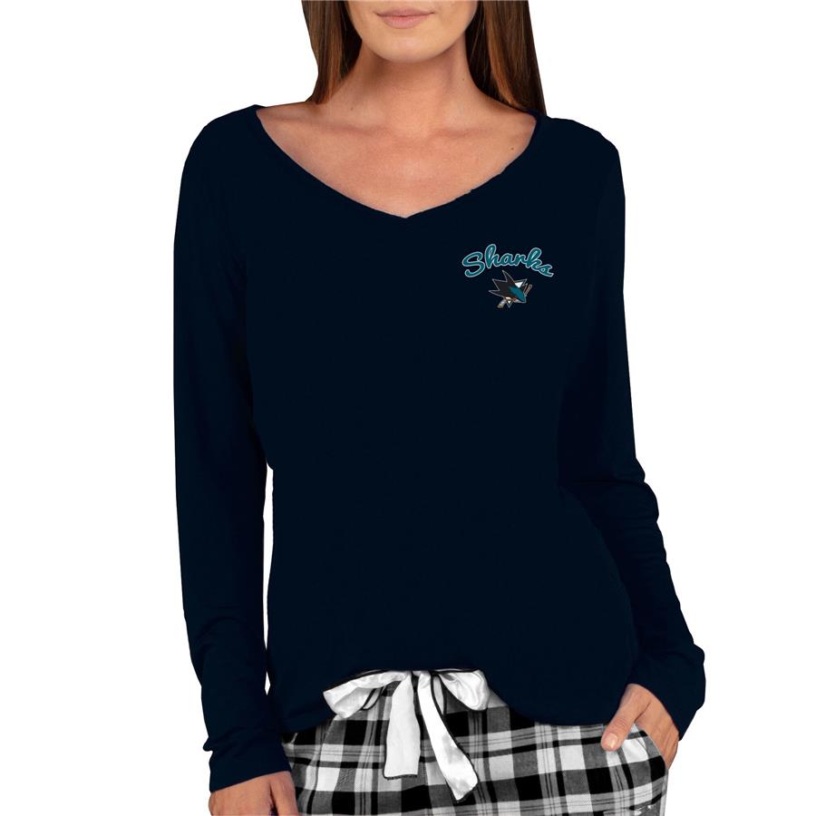 San Jose Sharks Concepts Sport Women's Marathon Knit Long Sleeve V-Neck T-Shirt - Black