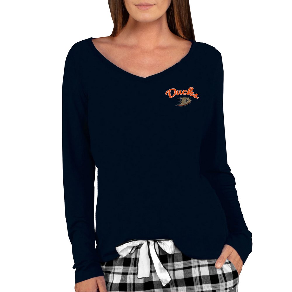 Anaheim Ducks Concepts Sport Women's Marathon Knit Long Sleeve V-Neck T-Shirt - Black