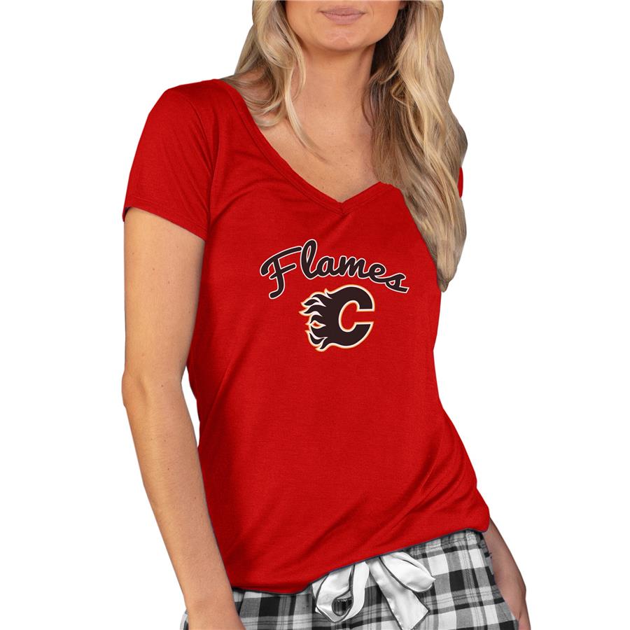 Calgary Flames Concepts Sport Women's Marathon Knit V-Neck T-Shirt - Red