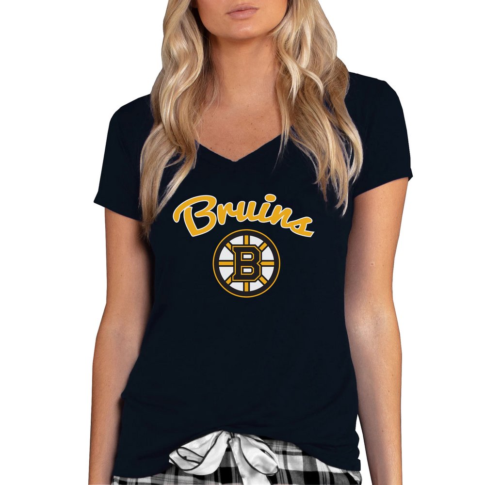 Boston Bruins Concepts Sport Women's Marathon Knit V-Neck T-Shirt - Black
